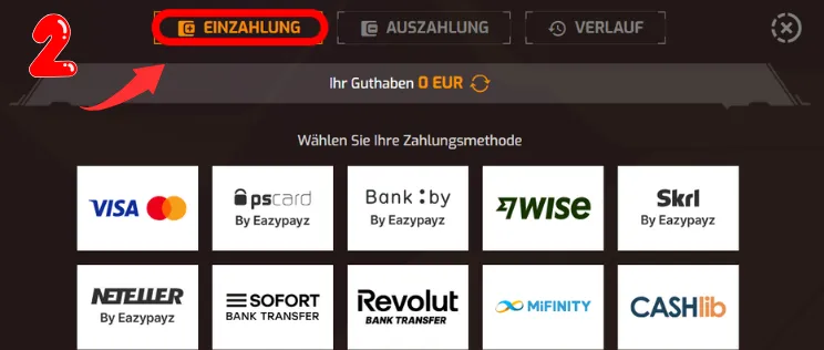 Geld einzahlen